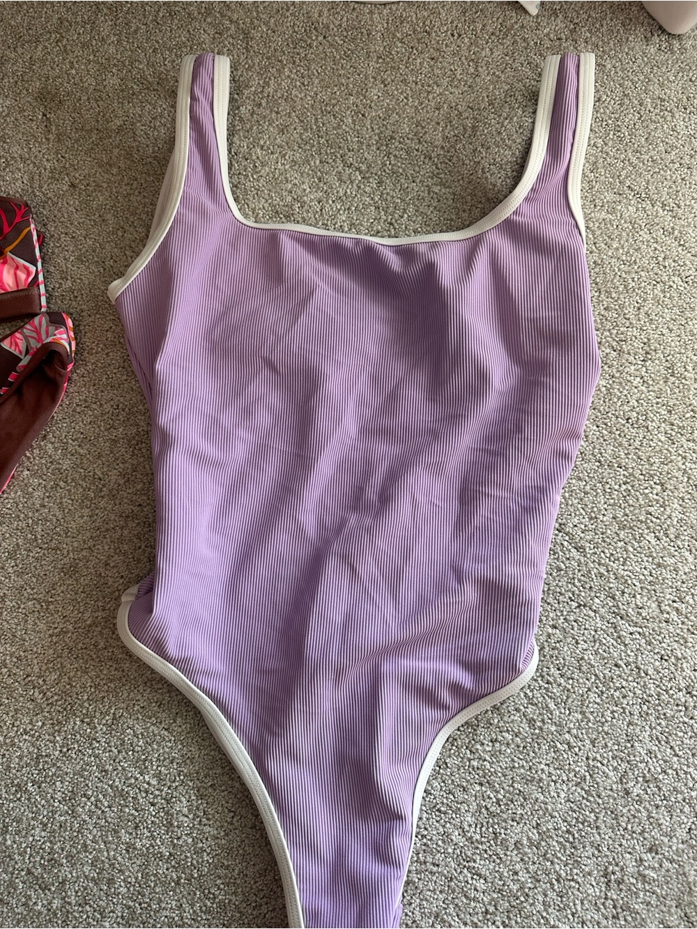 LainSnow Lilac One-Piece Swimsuit with White Trim